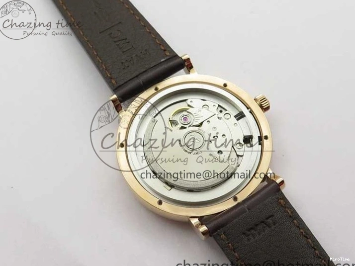 MIROTIME 0415 Stylish Portofino IW459402 RG MKS 1:1 Best Edition White Dial on Brown Leather Strap Miyota 7084